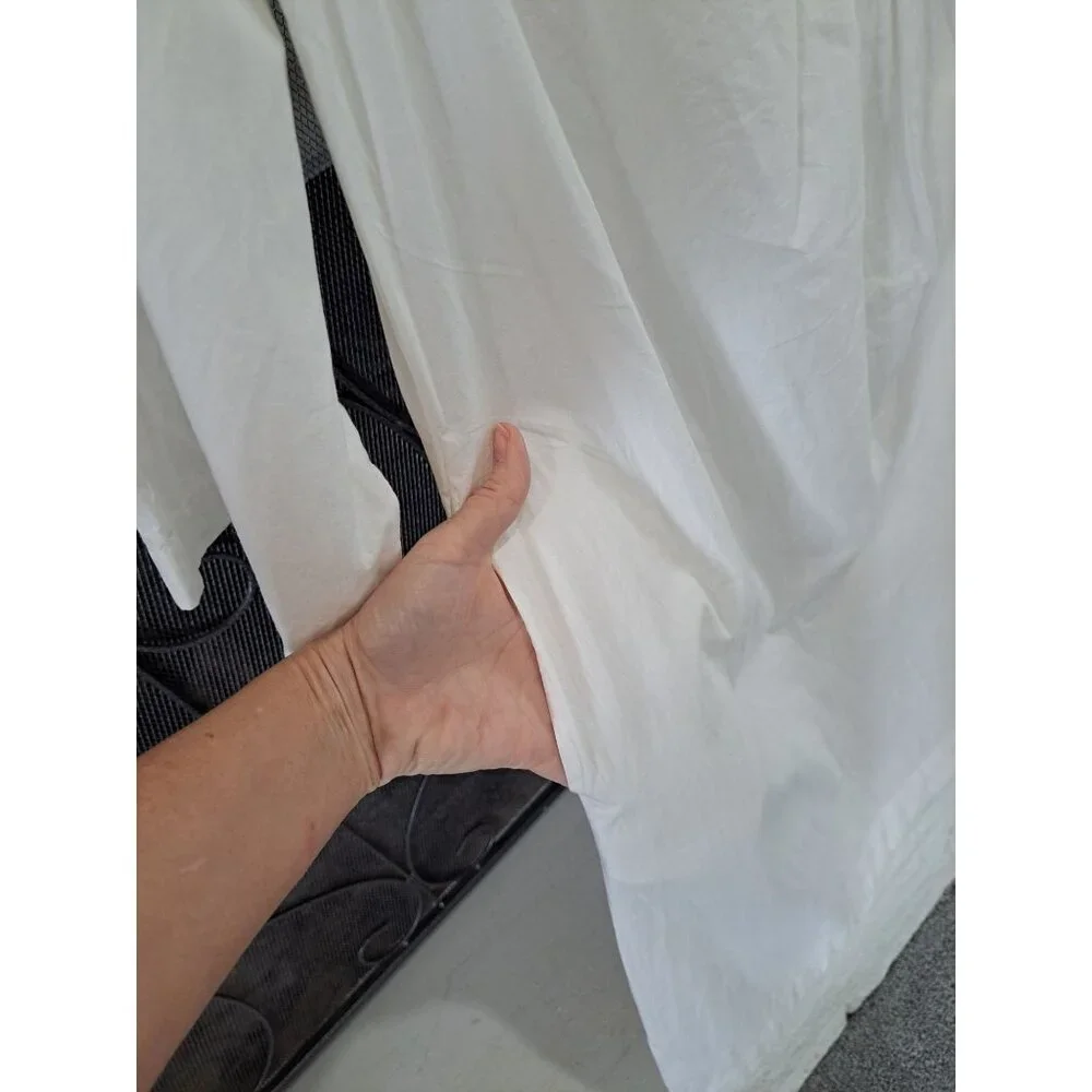 New Frances Valentine White Cotton Poplin Easy Dress  Nubs Lagenlook Pockets M - Picture 8 of 16